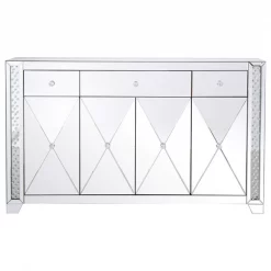 Elegant Decor 60 In Clear Crystal Mirrored Credenza