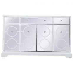Elegant Decor 60 In. Mirrored Credenza In White