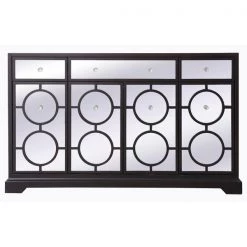 Elegant Decor 60 In. Mirrored Credenza In Dark Walnut