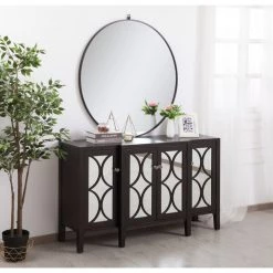 Elegant Decor 60 Inch Mirrored Credenza In Dark Walnut -Kitchen & Dining Furniture Sales Store We20Got20Lites20Inc 714794xx04