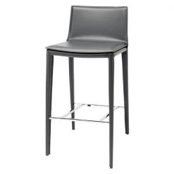 Nuevo Dark Grey Stool, Leather