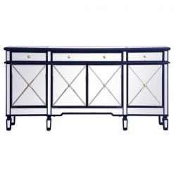 Elegant Decor 72 Inch Mirrored Credenza In Blue