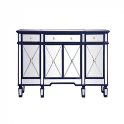 Elegant Decor 48 Inch Mirrored Credenza In Blue