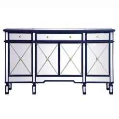 Elegant Decor 60 Inch Mirrored Credenza In Blue