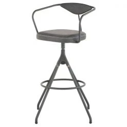 Nuevo Storm Black Stool, Leather