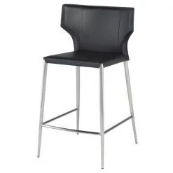 Nuevo Dark Grey Stool, Leather