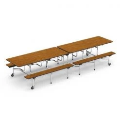 Virco 29" Height Mobile Folding Bench Cafeteria Table for School Lunch, 30"X144", 5th Grade, Adult