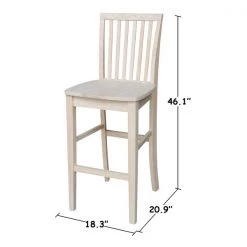 International Concepts Mission Bar Height Stool, 30" Seat Height, Unfinished -Kitchen & Dining Furniture Sales Store Whitewood20Industries20Inc 265xx30xx2