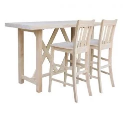 International Concepts Bar Height Table With 2 Splat Back Bar Stools - 30 in. Seat Height