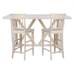 International Concepts Bar Height Table With 2 Slat Back Bar Stools - 30 in. Seat Height -Kitchen & Dining Furniture Sales Store Whitewood20Industries20Inc Kxx7228xx42xxS113xx2xx20FRONT