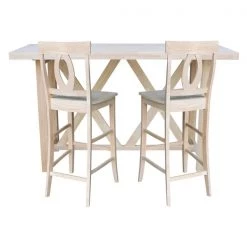 International Concepts Bar Height Table With 2 Splat Back Bar Stools - 30 in. Seat Height -Kitchen & Dining Furniture Sales Store Whitewood20Industries20Inc Kxx7228xx42xxS1703xx2xx20FRONT