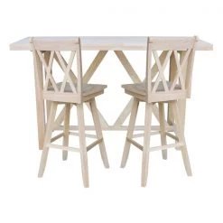 International Concepts Bar Height Table With 2 Double Cross Back Swivel Bar Stools - 30 in. Seat Height -Kitchen & Dining Furniture Sales Store Whitewood20Industries20Inc Kxx7228xx42xxS203SWxx2xx20FRONT