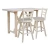 International Concepts Bar Height Table With 2 Ladder Back Swivel Bar Stools - 30 in. Seat Height -Kitchen & Dining Furniture Sales Store Whitewood20Industries20Inc Kxx7228xx42xxS6173SWxx2