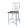International Concepts Ava Solid Wood Counter Height Bar Stool - 24" Seat Height - White/Heather Gray -Kitchen & Dining Furniture Sales Store Whitewood20Industries20Inc S05xx132xx1xx910338