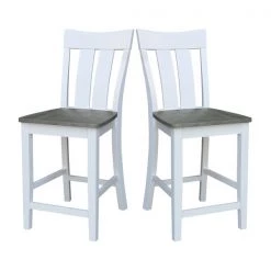 International Concepts Ava Solid Wood Counter Height Bar Stool - 24" Seat Height - White/Heather Gray -Kitchen & Dining Furniture Sales Store Whitewood20Industries20Inc S05xx132xx2xx567089