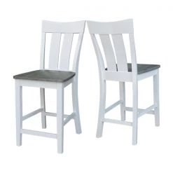 International Concepts Ava Solid Wood Counter Height Bar Stool - 24" Seat Height - White/Heather Gray -Kitchen & Dining Furniture Sales Store Whitewood20Industries20Inc S05xx132xx5xxa36402