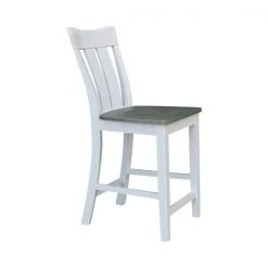 International Concepts Ava Solid Wood Counter Height Bar Stool - 24" Seat Height - White/Heather Gray -Kitchen & Dining Furniture Sales Store Whitewood20Industries20Inc S05xx132xx6xx2bd0f9