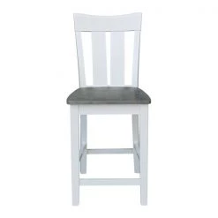 International Concepts Ava Solid Wood Counter Height Bar Stool - 24" Seat Height - White/Heather Gray -Kitchen & Dining Furniture Sales Store Whitewood20Industries20Inc S05xx132xx7xxa29a80