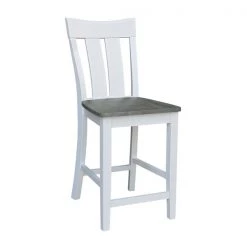 International Concepts Ava Solid Wood Counter Height Bar Stool - 24" Seat Height - White/Heather Gray -Kitchen & Dining Furniture Sales Store Whitewood20Industries20Inc S05xx132xx8xxade061