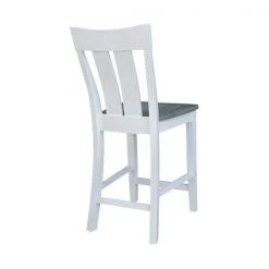 International Concepts Ava Solid Wood Counter Height Bar Stool - 24" Seat Height - White/Heather Gray -Kitchen & Dining Furniture Sales Store Whitewood20Industries20Inc S05xx132xx9xx8a6459