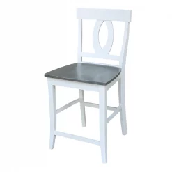 International Concepts Verona Counter Height Stool, 24" Seat Height, White/Heather gray