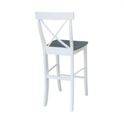 International Concepts X-back BarHeight Stool, 30" Seat Height, White/Heather Gray -Kitchen & Dining Furniture Sales Store Whitewood20Industries20Inc S05xx6133xx1