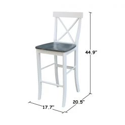 International Concepts X-back BarHeight Stool, 30" Seat Height, White/Heather Gray -Kitchen & Dining Furniture Sales Store Whitewood20Industries20Inc S05xx6133xx2