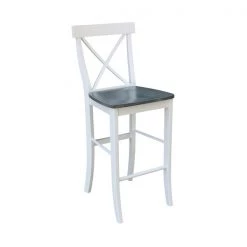 International Concepts X-back BarHeight Stool, 30" Seat Height, White/Heather Gray -Kitchen & Dining Furniture Sales Store Whitewood20Industries20Inc S05xx6133xx3