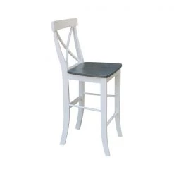 International Concepts X-back BarHeight Stool, 30" Seat Height, White/Heather Gray -Kitchen & Dining Furniture Sales Store Whitewood20Industries20Inc S05xx6133xx6