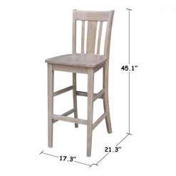 International Concepts San Remo Bar Height Stool, 30" Seat Height, Washed Gray Taupe -Kitchen & Dining Furniture Sales Store Whitewood20Industries20Inc S09xx103xx2