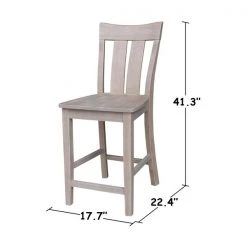 International Concepts Ava Solid Wood Counter Height Bar Stool - 24" Seat Height - Washed Gray Taupe -Kitchen & Dining Furniture Sales Store Whitewood20Industries20Inc S09xx132xx10xxf48f4e