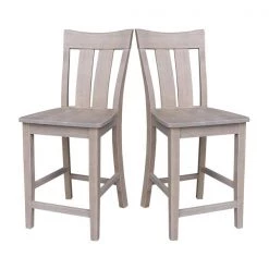 International Concepts Ava Solid Wood Counter Height Bar Stool - 24" Seat Height - Washed Gray Taupe -Kitchen & Dining Furniture Sales Store Whitewood20Industries20Inc S09xx132xx2xx3c142c