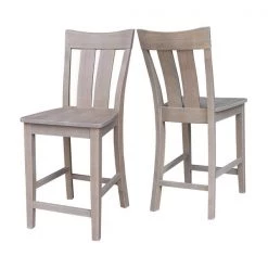 International Concepts Ava Solid Wood Counter Height Bar Stool - 24" Seat Height - Washed Gray Taupe -Kitchen & Dining Furniture Sales Store Whitewood20Industries20Inc S09xx132xx5xxf5fde1