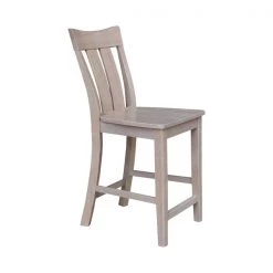 International Concepts Ava Solid Wood Counter Height Bar Stool - 24" Seat Height - Washed Gray Taupe -Kitchen & Dining Furniture Sales Store Whitewood20Industries20Inc S09xx132xx6xxfe5ee0