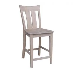 International Concepts Ava Solid Wood Counter Height Bar Stool - 24" Seat Height - Washed Gray Taupe -Kitchen & Dining Furniture Sales Store Whitewood20Industries20Inc S09xx132xx8xxc9cd22
