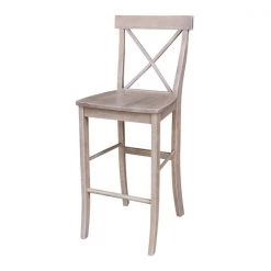International Concepts X-Back Bar Height Stool, 30" Seat Height, Washed Gray Taupe