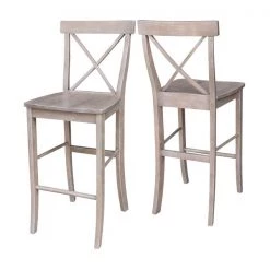 International Concepts X-Back Bar Height Stool, 30" Seat Height, Washed Gray Taupe -Kitchen & Dining Furniture Sales Store Whitewood20Industries20Inc S09xx6133xx4