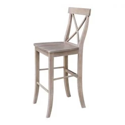 International Concepts X-Back Bar Height Stool, 30" Seat Height, Washed Gray Taupe -Kitchen & Dining Furniture Sales Store Whitewood20Industries20Inc S09xx6133xx6