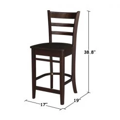 International Concepts Emily Solid Wood Counter Height Bar Stool with 24" Seat Height - Mocha -Kitchen & Dining Furniture Sales Store Whitewood20Industries20Inc S15xx6172xx9xx501305