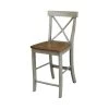 International Concepts X-back CounterHeight Stool, 24" Seat Height, Hickory/Stone