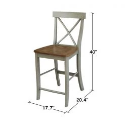 International Concepts X-back CounterHeight Stool, 24" Seat Height, Hickory/Stone -Kitchen & Dining Furniture Sales Store Whitewood20Industries20Inc S41xx6132xx2
