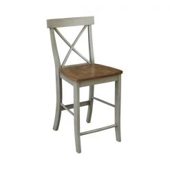 International Concepts X-back CounterHeight Stool, 24" Seat Height, Hickory/Stone -Kitchen & Dining Furniture Sales Store Whitewood20Industries20Inc S41xx6132xx3