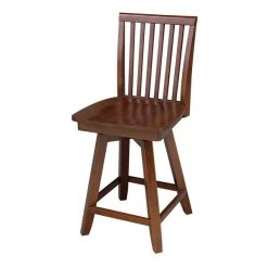 International Concepts Mission Counter Height Stool, with Swivel 24" Seat Height, Unfinished