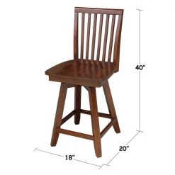 International Concepts Mission Counter Height Stool, with Swivel 24" Seat Height, Unfinished -Kitchen & Dining Furniture Sales Store Whitewood20Industries20Inc S581xx262SWxx2