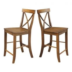 International Concepts X-Back Counter Height Stool, 24" Seat Height, Pecan -Kitchen & Dining Furniture Sales Store Whitewood20Industries20Inc S59xx6132xx3