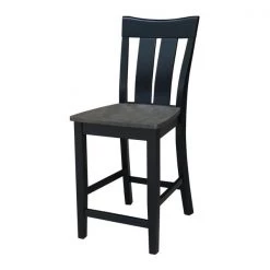 International Concepts Ava Solid Wood Counter Height Bar Stool - 24" Seat Height - Coal