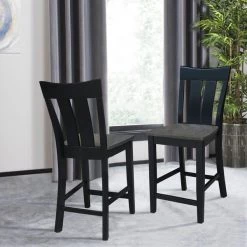 International Concepts Ava Solid Wood Counter Height Bar Stool - 24" Seat Height - Coal -Kitchen & Dining Furniture Sales Store Whitewood20Industries20Inc S75xx132xx3xx6f9a55