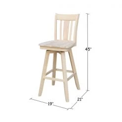 International Concepts San Remo Bar Height Stool, with Swivel, 30." Seat Height, Unfinished -Kitchen & Dining Furniture Sales Store Whitewood20Industries20Inc Sxx103SWxx1