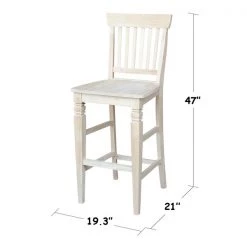 International Concepts Seattle Bar Height Stool, 30" Seat Height, Unfinished -Kitchen & Dining Furniture Sales Store Whitewood20Industries20Inc Sxx113xx2
