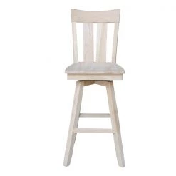 International Concepts Ava Bar Height Stool, with Swivel 30" Seat Height, Unfinished -Kitchen & Dining Furniture Sales Store Whitewood20Industries20Inc Sxx133SWxx3